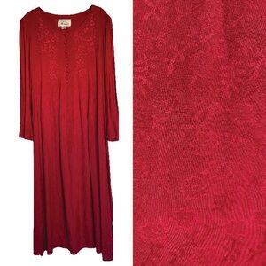 SARAH ELIZABETH Floral Embroidered Pintuck Pleated Maxi Dress, Red, Size 14